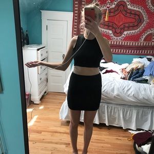 Black dress with mesh midline